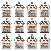 My First Rodeo - Treat Box Party Favors - Little Cowboy 1st Birthday Party Goodie Gable Boxes - Set of 12