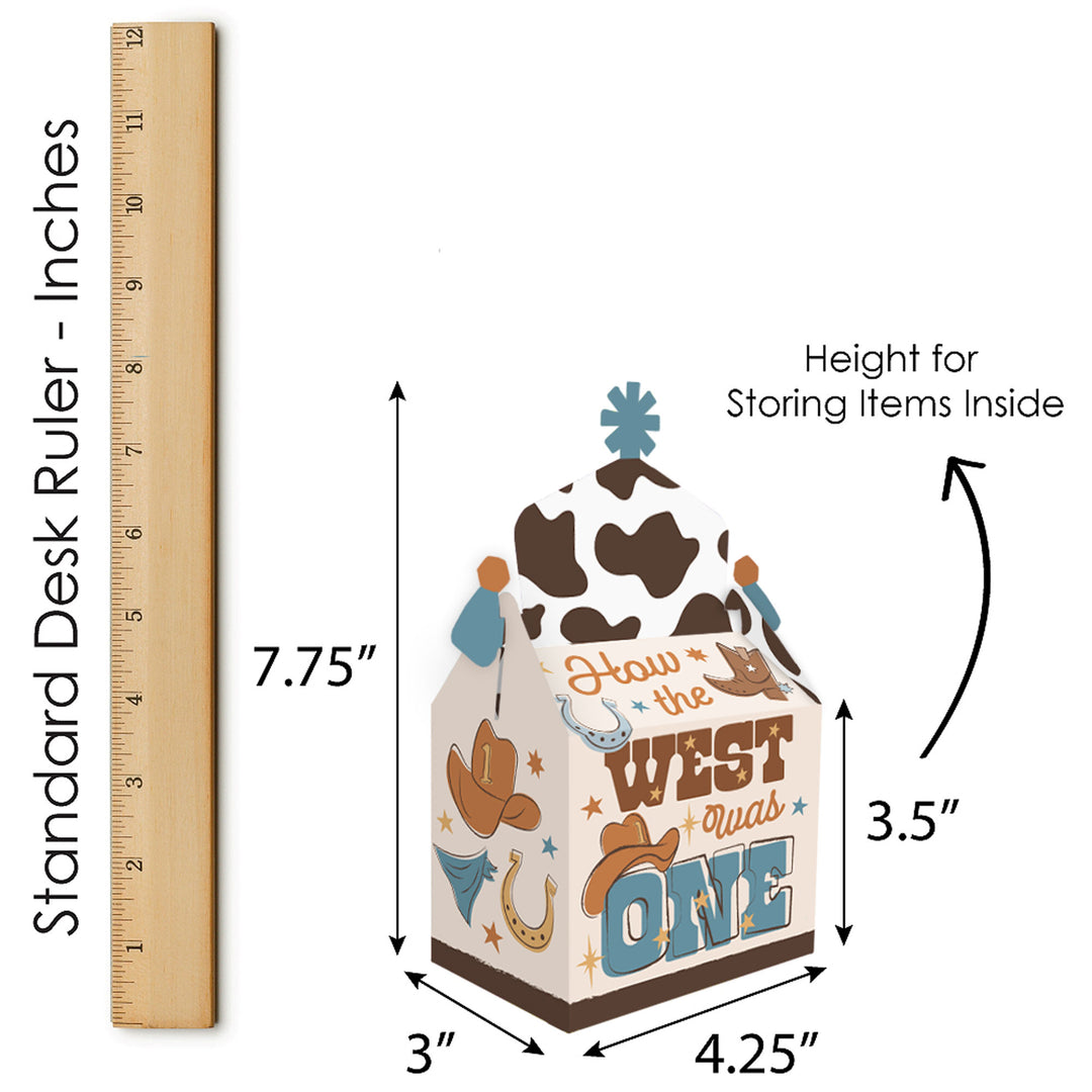 My First Rodeo - Treat Box Party Favors - Little Cowboy 1st Birthday Party Goodie Gable Boxes - Set of 12