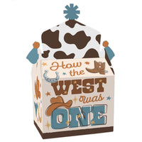 My First Rodeo - Treat Box Party Favors - Little Cowboy 1st Birthday Party Goodie Gable Boxes - Set of 12