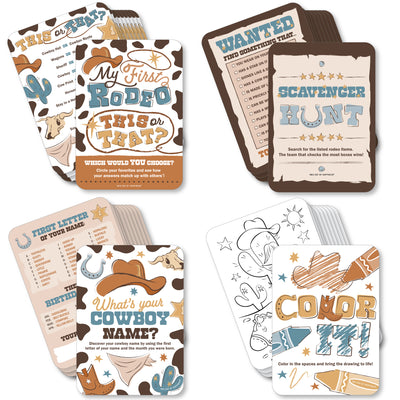 My First Rodeo - 4 Little Cowboy 1st Birthday Party Games - 10 Cards Each - Gamerific Bundle