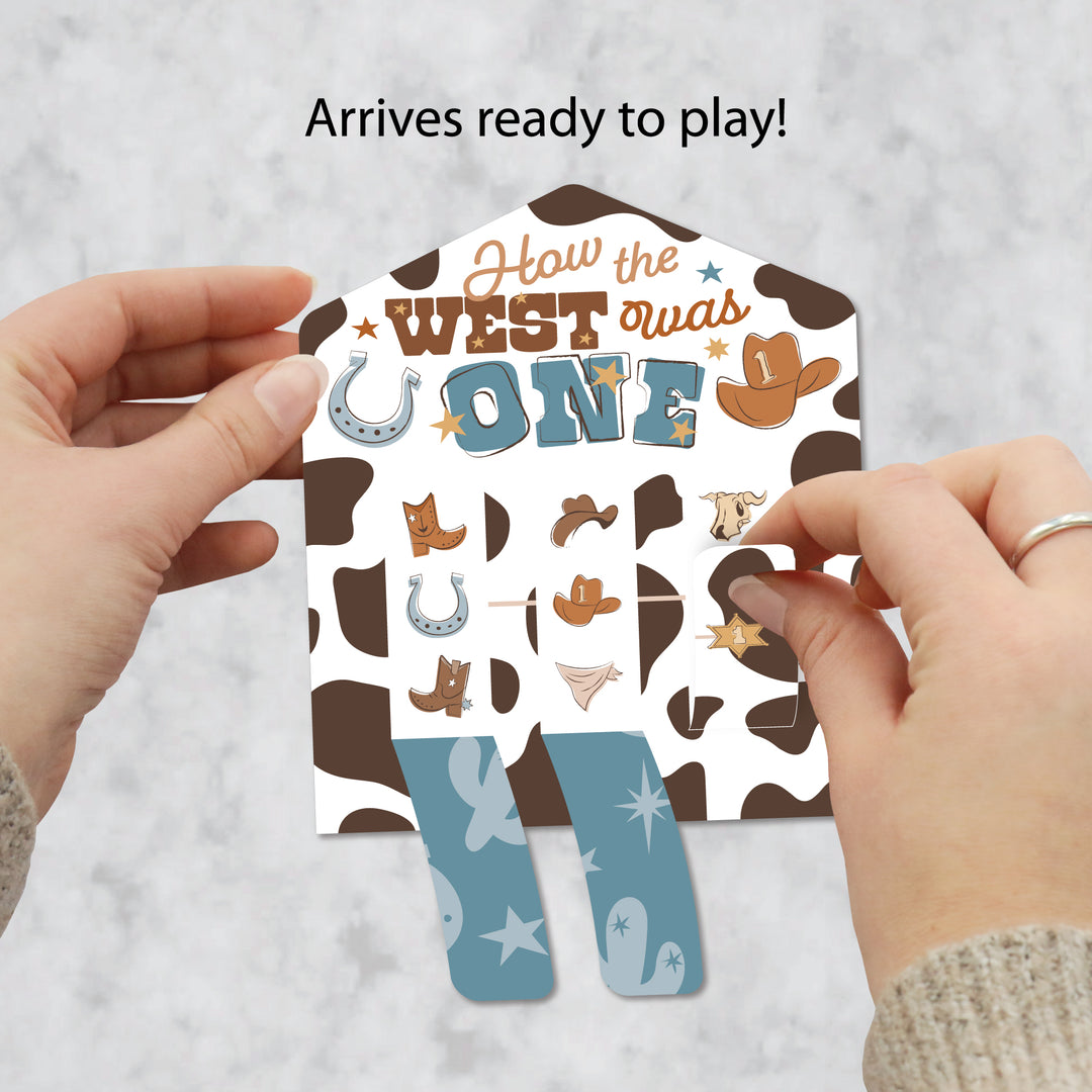 My First Rodeo - Little Cowboy 1st Birthday Party Game Pickle Cards - Pull Tabs 3-in-a-Row - Set of 12