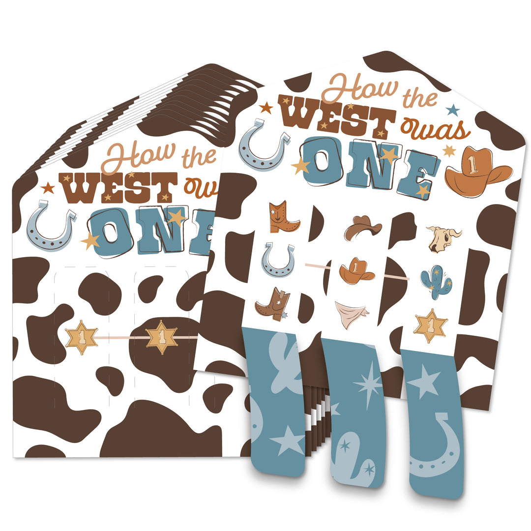 My First Rodeo - Little Cowboy 1st Birthday Party Game Pickle Cards - Pull Tabs 3-in-a-Row - Set of 12