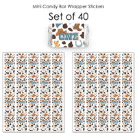 My First Rodeo - Mini Candy Bar Wrapper Stickers - Little Cowboy 1st Birthday Party Small Favors - 40 Count
