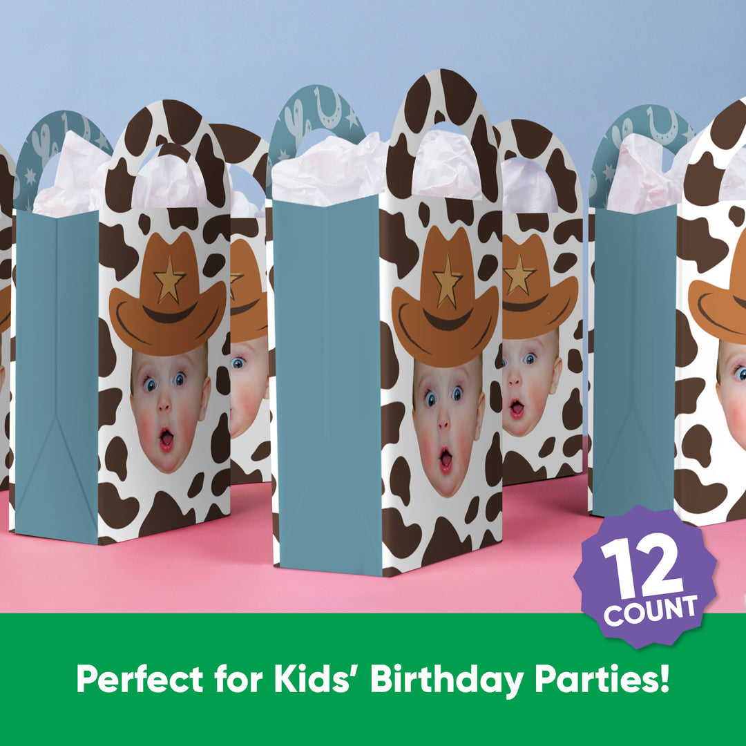 Custom Face My First Rodeo Paper Favor Bags - 12 Ct