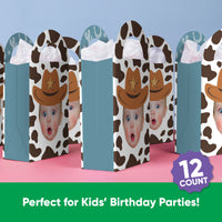 Custom Face My First Rodeo Paper Favor Bags - 12 Ct