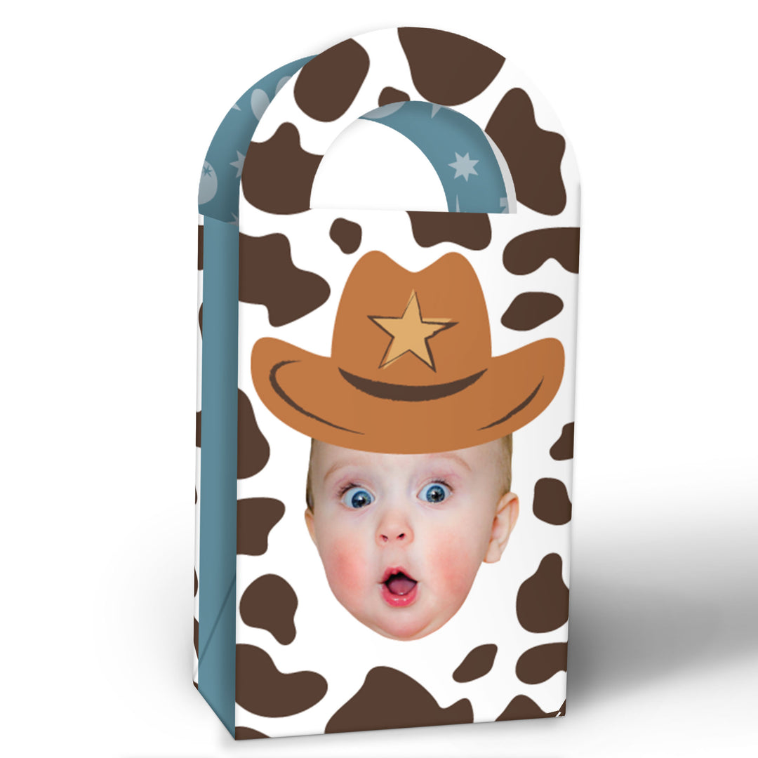 Custom Face My First Rodeo Paper Favor Bags - 12 Ct