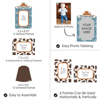 My First Rodeo - Little Cowboy 1st Birthday Party 4x6 Picture Display - Paper Photo Frames - Set of 12