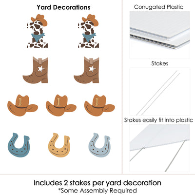 My First Rodeo - Cowboy Boots, Hat Horseshoe and Number 1 Lawn Decorations - Outdoor Little Cowboy 1st Birthday Party Yard Decorations - 10 Piece
