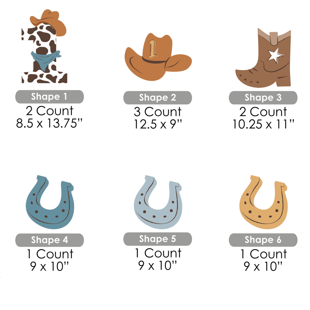 My First Rodeo - Cowboy Boots, Hat Horseshoe and Number 1 Lawn Decorations - Outdoor Little Cowboy 1st Birthday Party Yard Decorations - 10 Piece