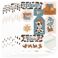 My First Rodeo - Little Cowboy 1st Birthday Party Favor Sticker Set - 12 Sheets - 120 Stickers