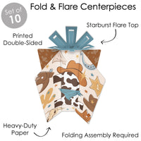 My First Rodeo - Table Decorations - Little Cowboy 1st Birthday Party Fold and Flare Centerpieces - 10 Count