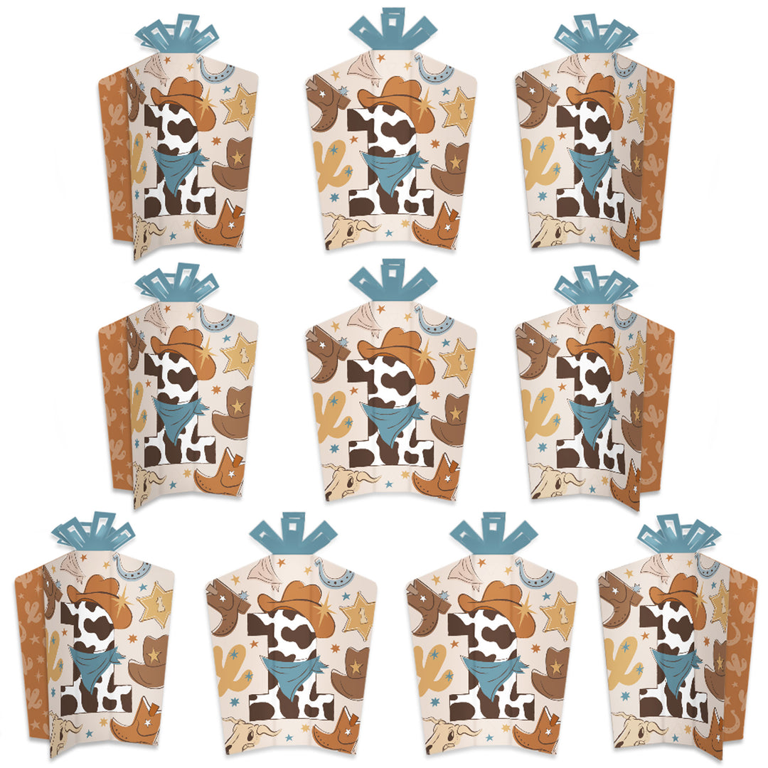 My First Rodeo - Table Decorations - Little Cowboy 1st Birthday Party Fold and Flare Centerpieces - 10 Count