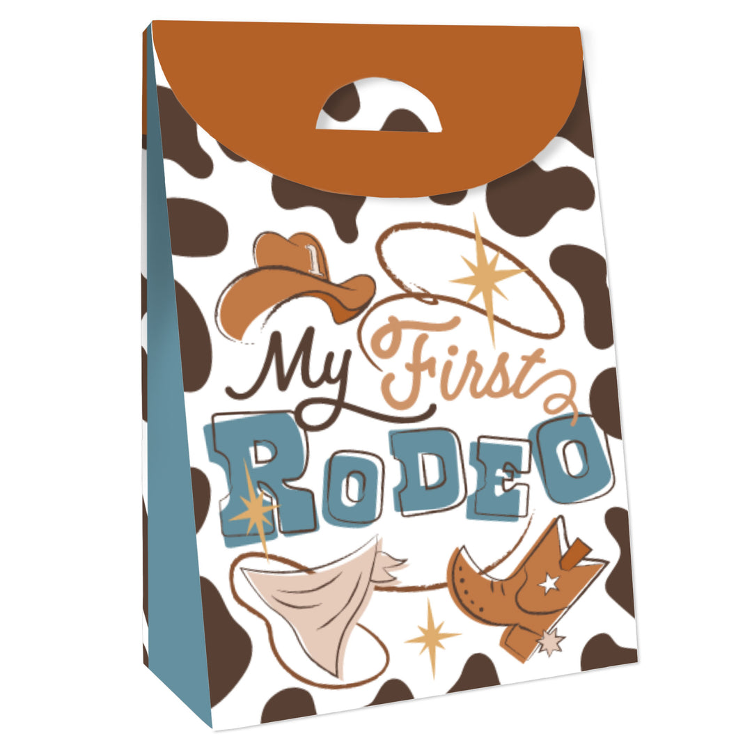 My First Rodeo - Little Cowboy 1st Birthday Gift Favor Bags - Party Goodie Boxes - Set of 12