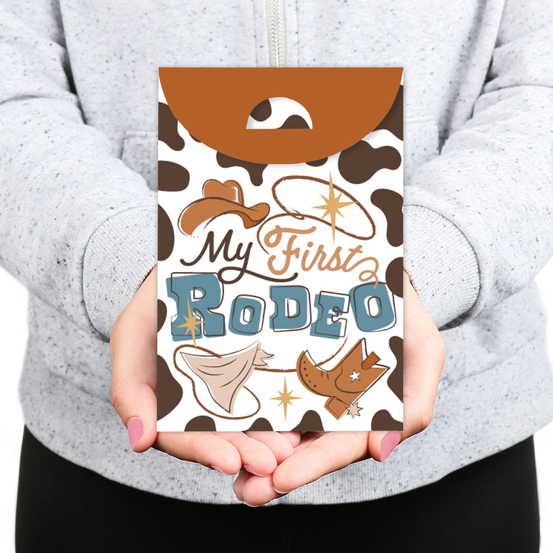 My First Rodeo - Little Cowboy 1st Birthday Gift Favor Bags - Party Goodie Boxes - Set of 12