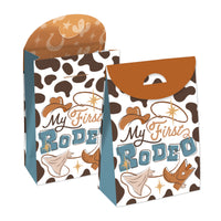 My First Rodeo - Little Cowboy 1st Birthday Gift Favor Bags - Party Goodie Boxes - Set of 12