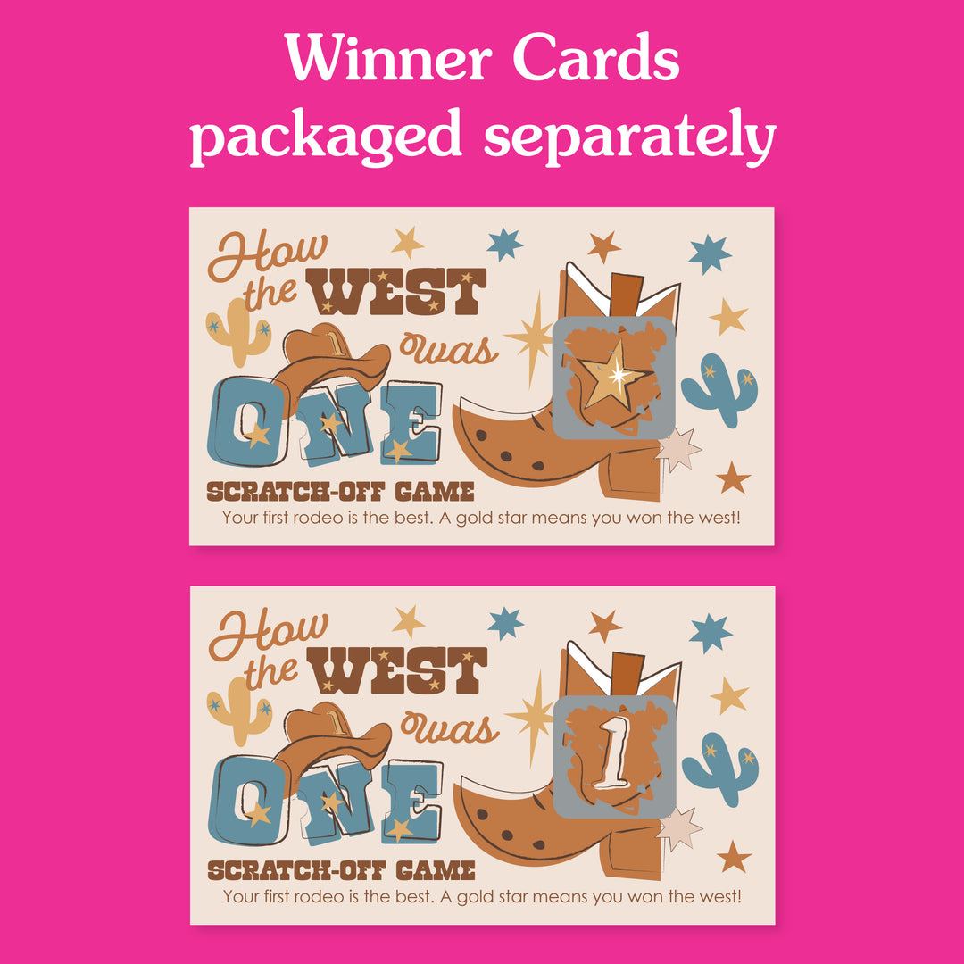 My First Rodeo - Little Cowboy 1st Birthday Party Game Scratch Off Cards - 22 Count