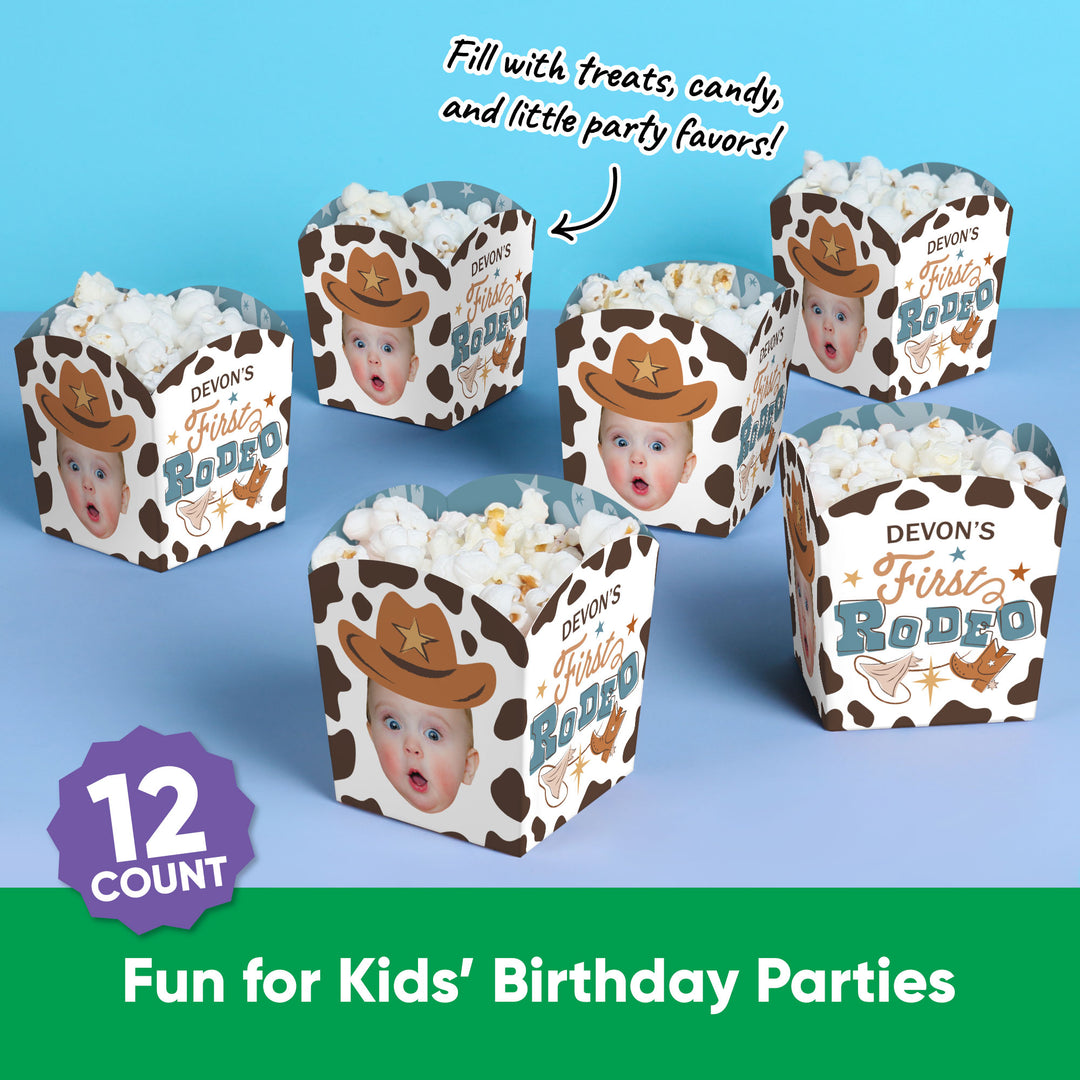 Custom Face My First Rodeo Treat Boxes - 12 Ct