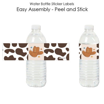 My First Rodeo - Little Cowboy 1st Birthday Party Water Bottle Sticker Labels - Set of 20