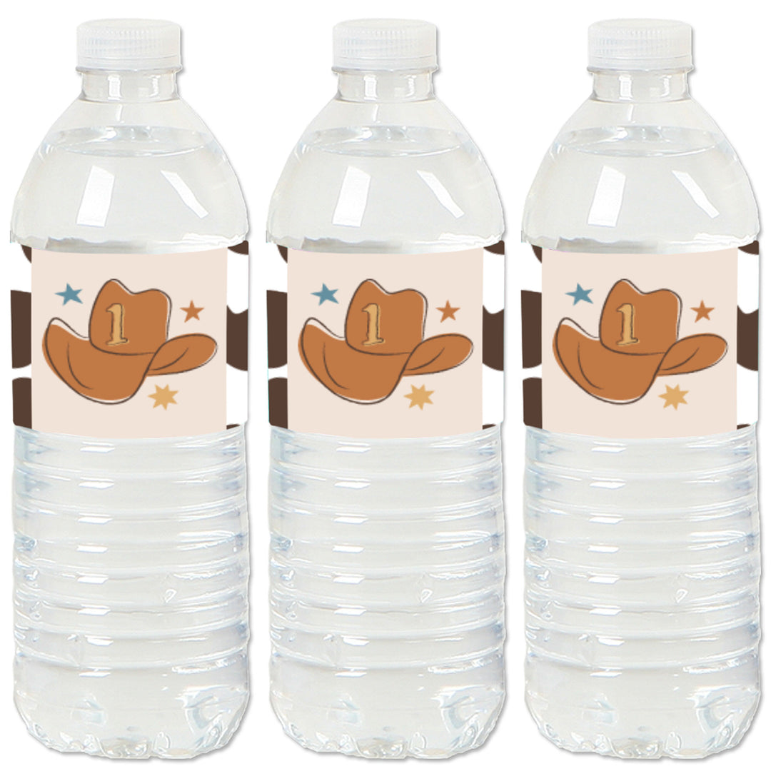My First Rodeo - Little Cowboy 1st Birthday Party Water Bottle Sticker Labels - Set of 20