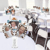 My First Rodeo - Little Cowboy 1st Birthday Party Picture Centerpiece Sticks - Photo Table Toppers - 15 Pieces