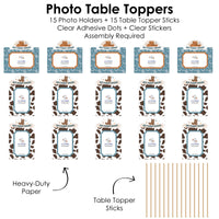 My First Rodeo - Little Cowboy 1st Birthday Party Picture Centerpiece Sticks - Photo Table Toppers - 15 Pieces
