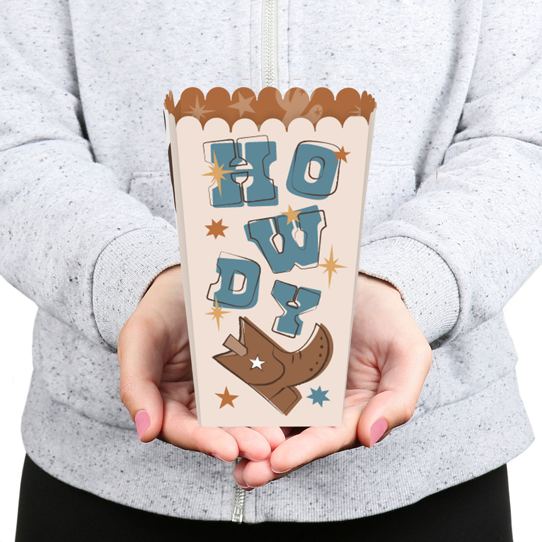 My First Rodeo - Little Cowboy 1st Birthday Party Favor Popcorn Treat Boxes - Set of 12