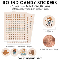 My First Rodeo - Little Cowboy 1st Birthday Party Small Round Candy Stickers - Party Favor Labels - 324 Count