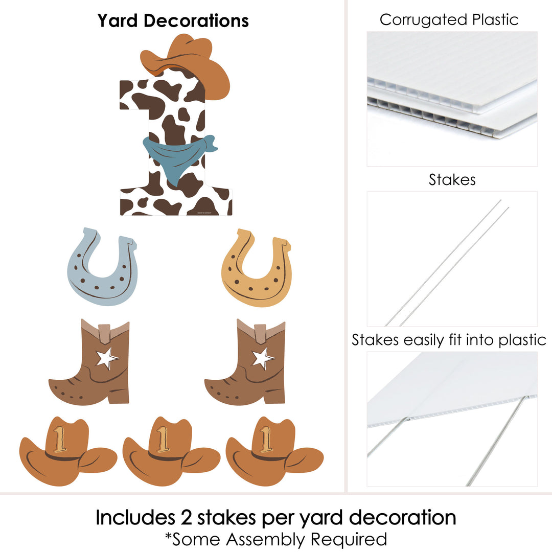 My First Rodeo - Yard Sign and Outdoor Lawn Decorations - Little Cowboy 1st Birthday Party Yard Signs - Set of 8