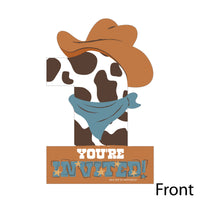 My First Rodeo - Shaped Fill-In Invitations - Little Cowboy 1st Birthday Party Invitation Cards with Envelopes - Set of 12