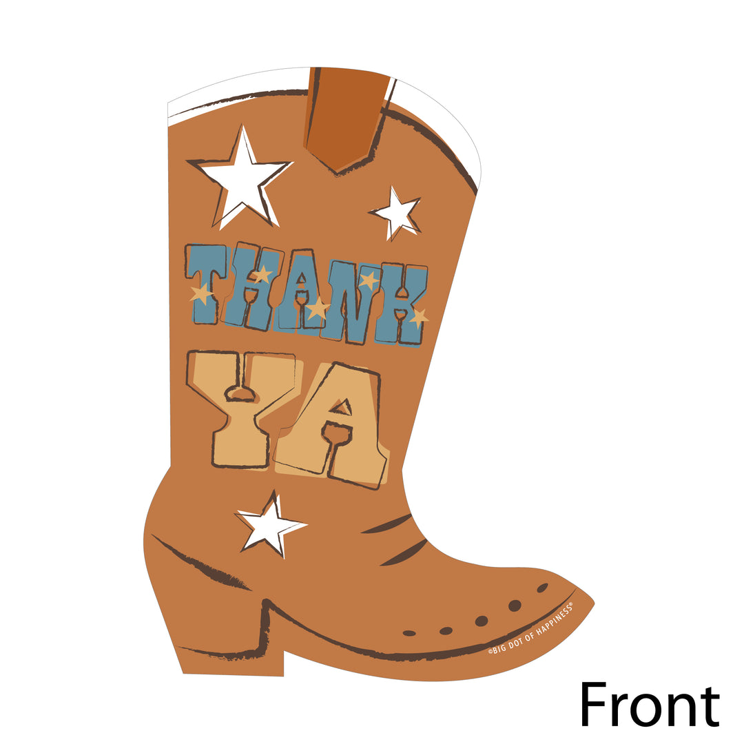 My First Rodeo - Shaped Thank You Cards - Little Cowboy 1st Birthday Party Thank You Note Cards with Envelopes - Set of 12
