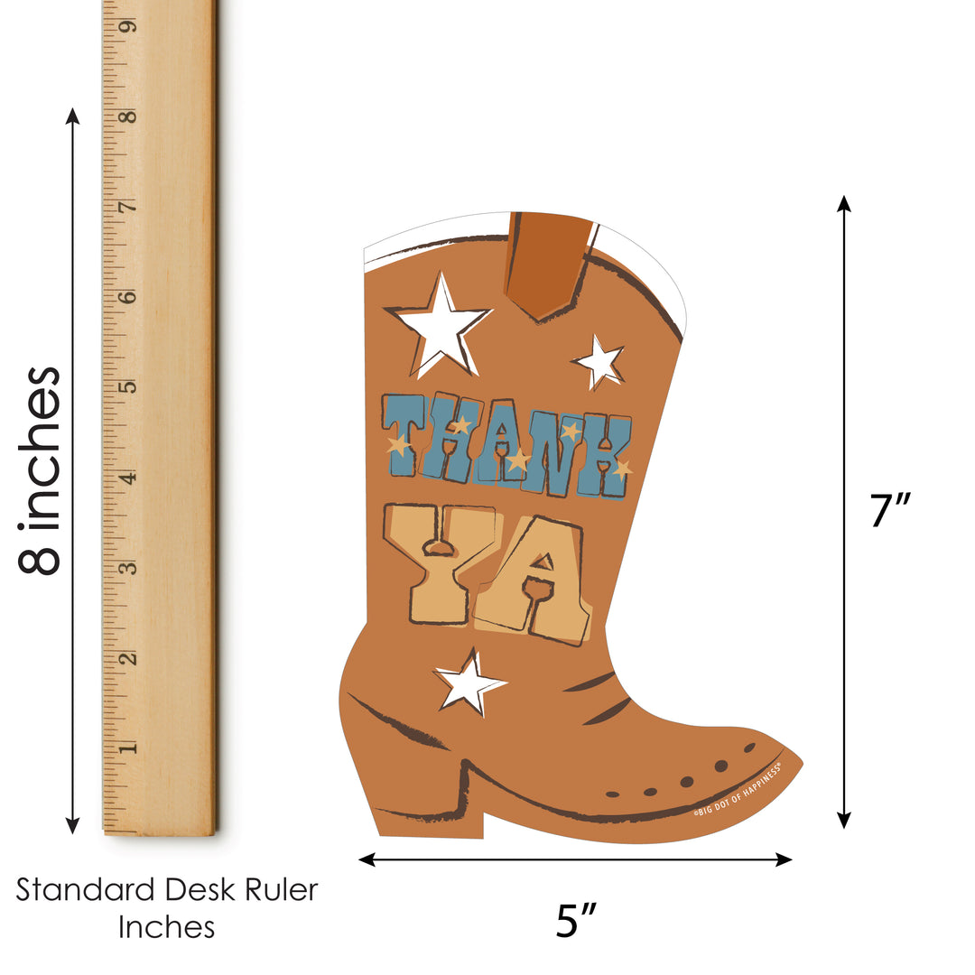 My First Rodeo - Shaped Thank You Cards - Little Cowboy 1st Birthday Party Thank You Note Cards with Envelopes - Set of 12