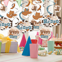 My First Rodeo - Little Cowboy 1st Birthday Party Hanging Decor - Party Decoration Swirls - Set of 40