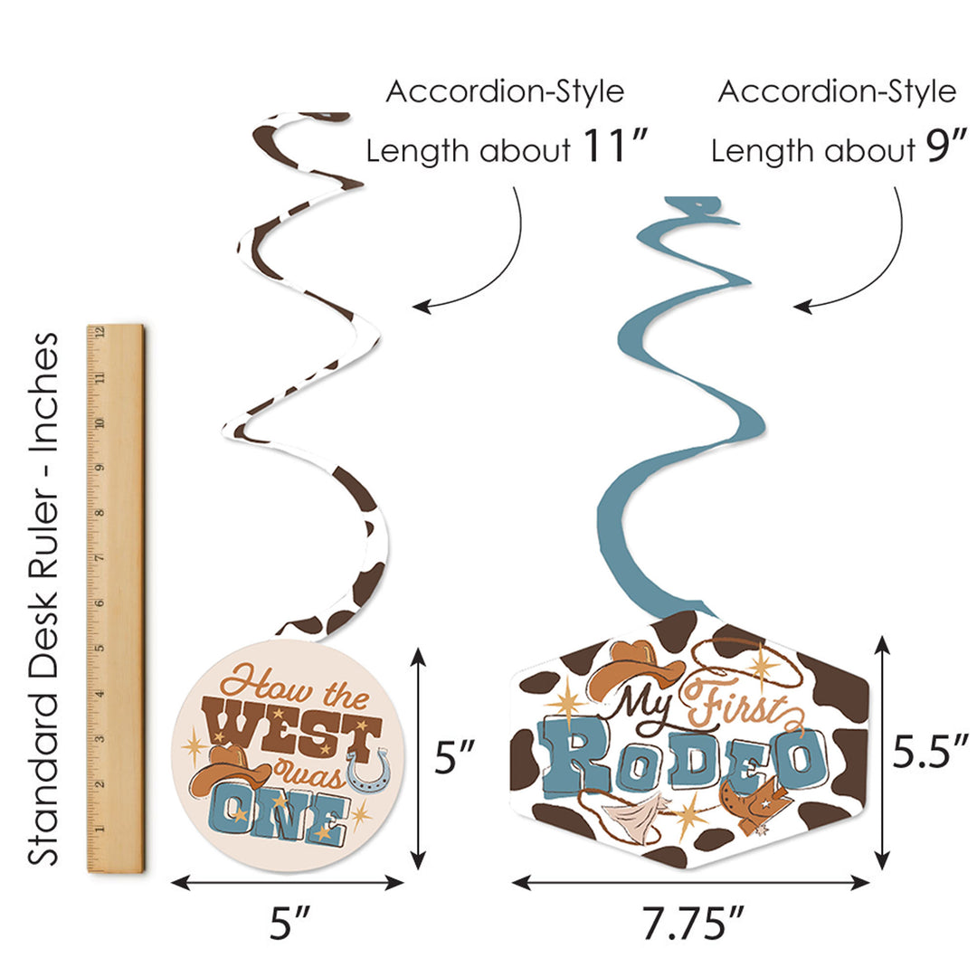 My First Rodeo - Little Cowboy 1st Birthday Party Hanging Decor - Party Decoration Swirls - Set of 40