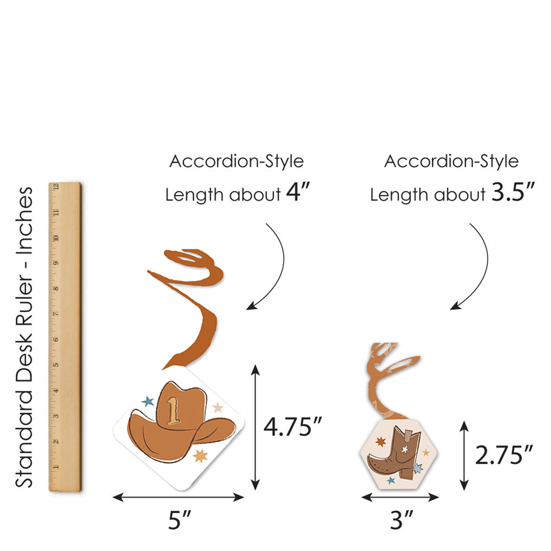 My First Rodeo - Little Cowboy 1st Birthday Party Hanging Decor - Party Decoration Swirls - Set of 40