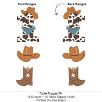 My First Rodeo - Little Cowboy 1st Birthday Party Centerpiece Sticks - Table Toppers - Set of 15