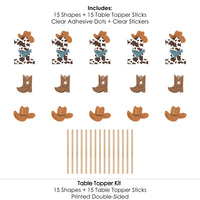 My First Rodeo - Little Cowboy 1st Birthday Party Centerpiece Sticks - Table Toppers - Set of 15