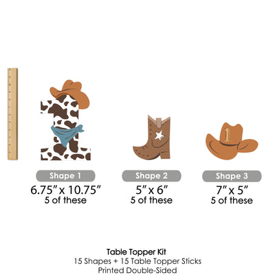 My First Rodeo - Little Cowboy 1st Birthday Party Centerpiece Sticks - Table Toppers - Set of 15