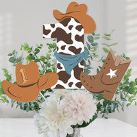 My First Rodeo - Little Cowboy 1st Birthday Party Centerpiece Sticks - Table Toppers - Set of 15
