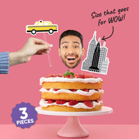 New York skyline and taxi cake topper detail