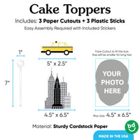 3 piece NYC cake topper set with sticks included