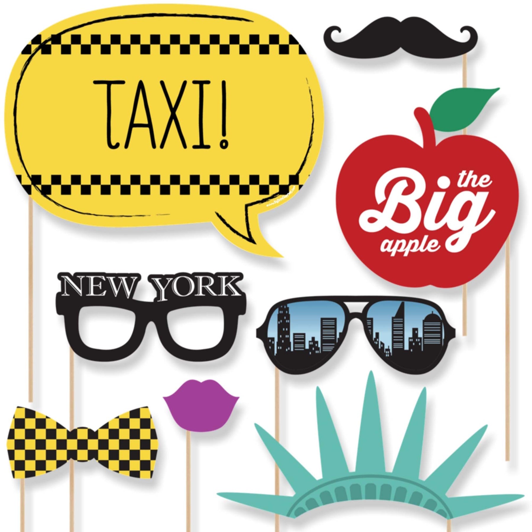 New York - NYC Cityscape Photo Booth Props Kit - 20 Count ...