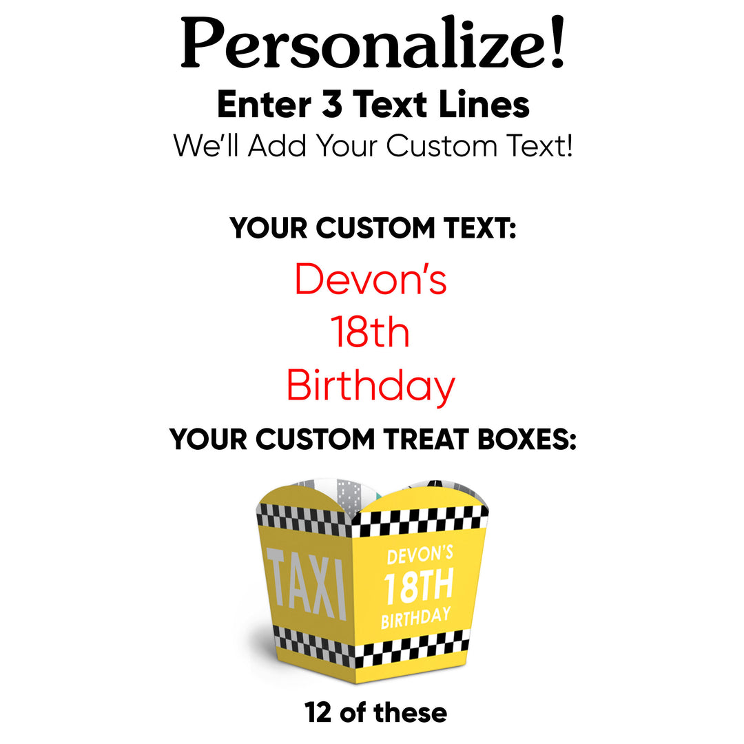 Custom Text NYC Cityscape Treat Boxes - 12 Ct