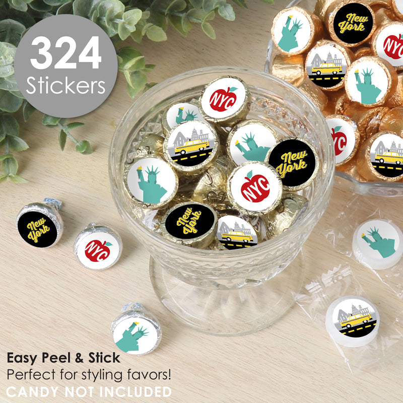 NYC Cityscape - New York City Party Small Round Candy Stickers - Party Favor Labels - 324 Count