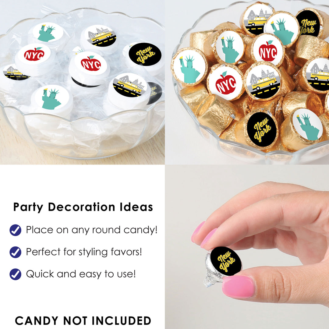 NYC Cityscape - New York City Party Small Round Candy Stickers - Party Favor Labels - 324 Count
