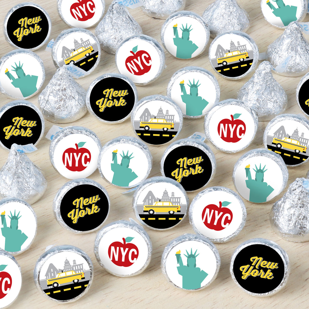 NYC Cityscape - New York City Party Small Round Candy Stickers - Party Favor Labels - 324 Count