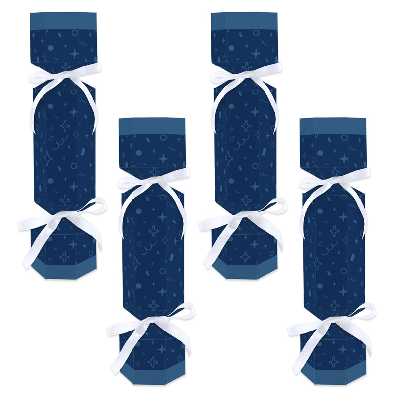 Navy Confetti Stars - No Snap Simple Party Table Favors - DIY Cracker Boxes - Set of 12