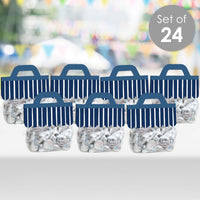Navy Stripes - DIY Simple Party Clear Goodie Favor Bag Labels - Candy Bags with Toppers - Set of 24