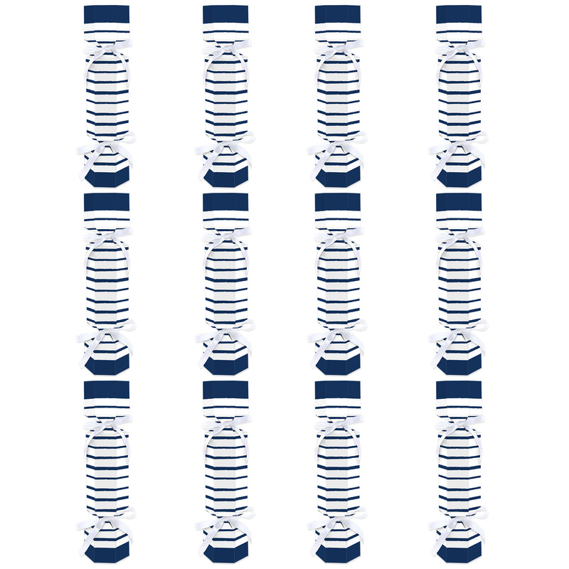 Navy Stripes - No Snap Simple Party Table Favors - DIY Cracker Boxes - Set of 12