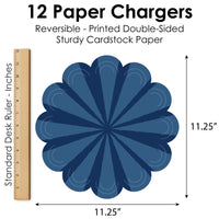 Navy Stripes - Simple Party Round Table Decorations - Paper Chargers - Place Setting For 12