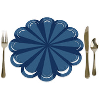 Navy Stripes - Simple Party Round Table Decorations - Paper Chargers - Place Setting For 12